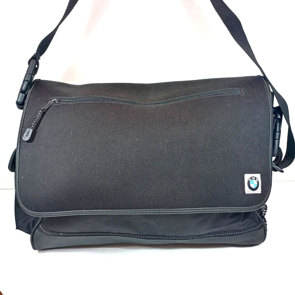 BMW Messenger Laptop Bag Black Shoulder Crossbody Briefcase Tech Travel Work